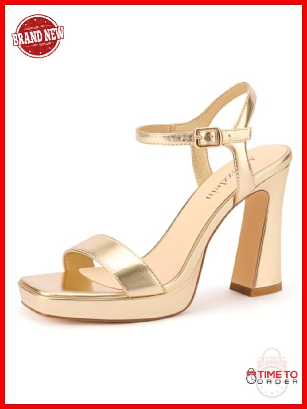 Faux Leather Platform Chunky Heel Sandals with Ankle Strap